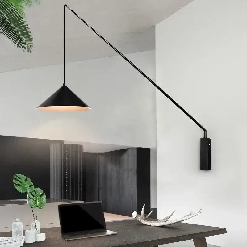 Industrial black conical fishing sconce kitchen wall lamp