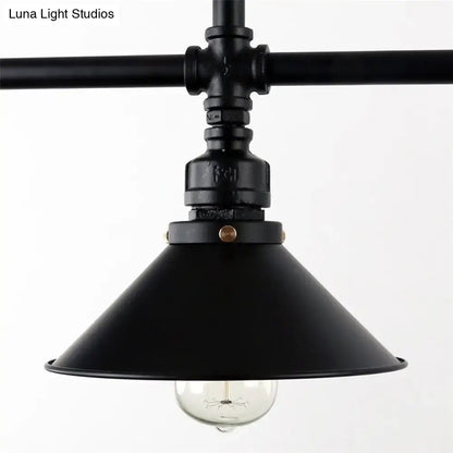 Industrial black conical island dining room 3 bulb pendant light