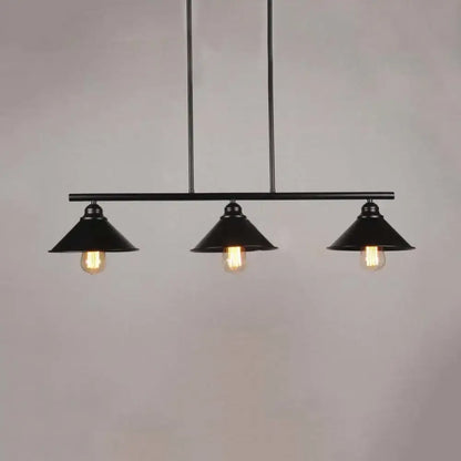 Industrial black conical island pendant light – kitchen fixture