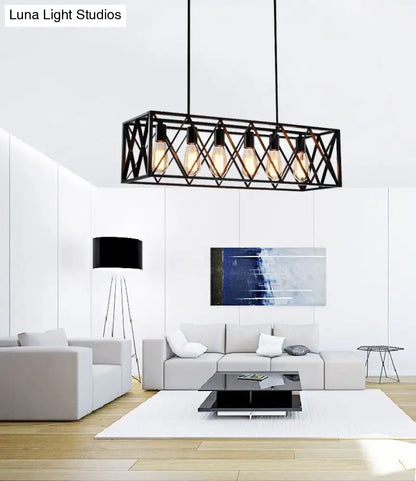 DecorBites™ Industrial Black Cross-Framed Pendant Light for Dining Table