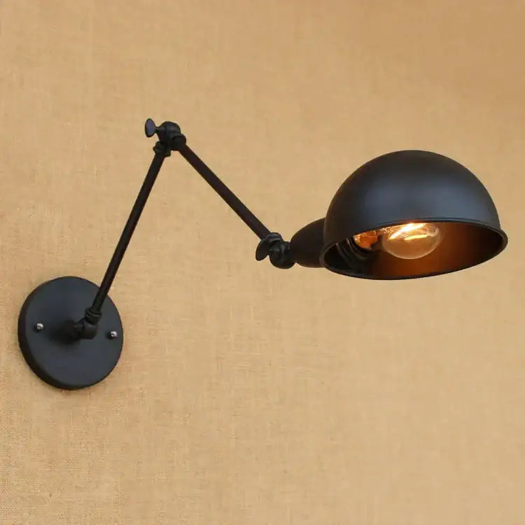 Industrial black edison retro wall lamp bedroom articulated sconce
