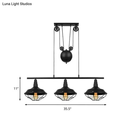 Industrial black farmhouse barn island pendant kitchen pulley light