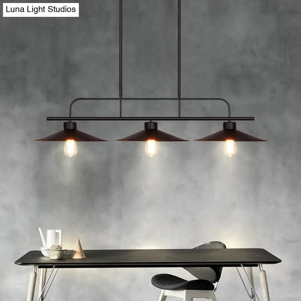 DecorBites™ Industrial Black Finish Flared Hanging Lamp with 3 Lights - Perfect for Restaurants!