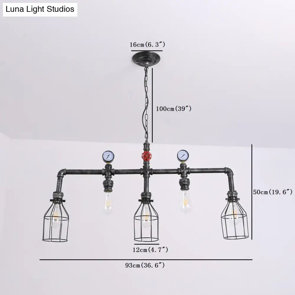 Industrial black gauge metal island lighting kitchen pipe chandelier