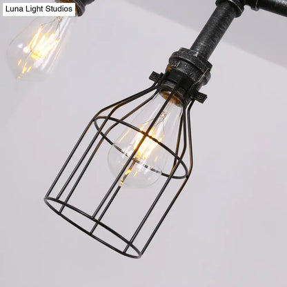 Industrial black gauge metal island lighting kitchen pipe chandelier