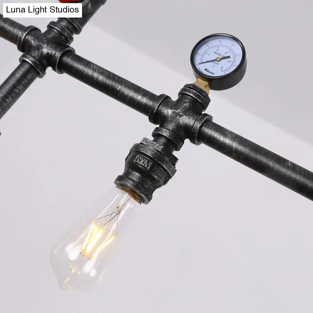 Industrial black gauge metal island lighting kitchen pipe chandelier