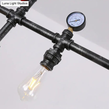 Industrial black gauge metal island lighting kitchen pipe chandelier