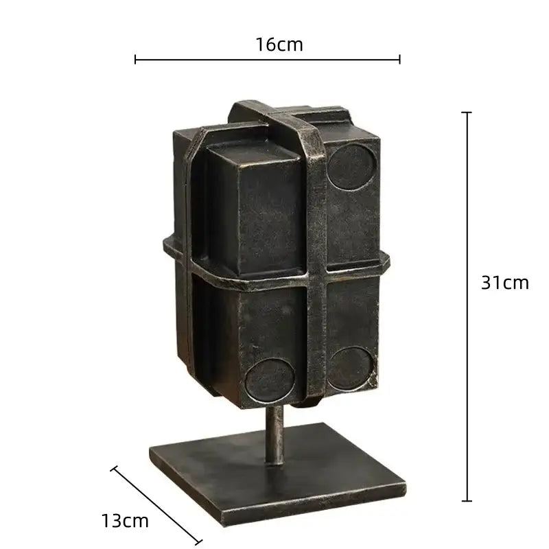 Industrial black geometric block binding metal bookends living room