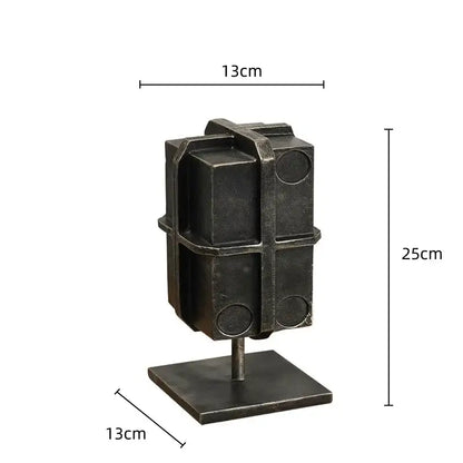 Industrial black geometric block binding metal bookends living room