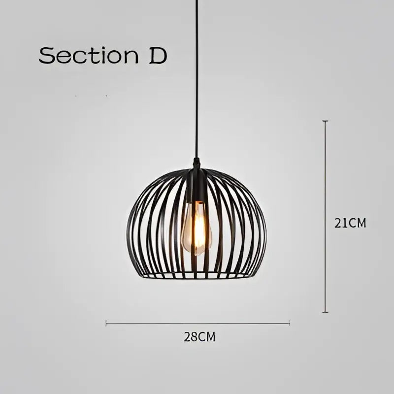 Industrial black geometric cage light frame pendant – dining room