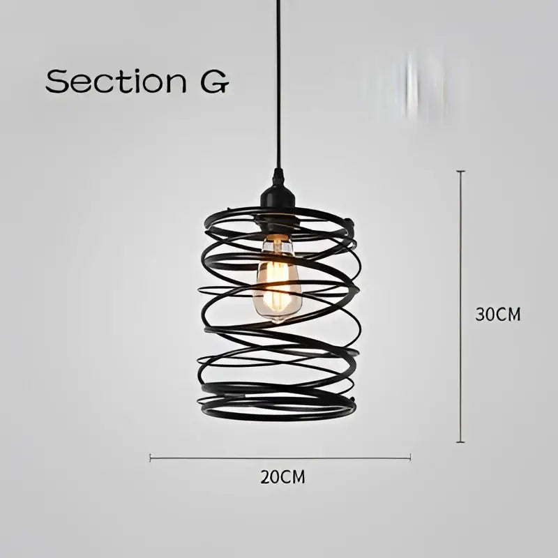 Industrial black geometric cage light frame pendant – dining room