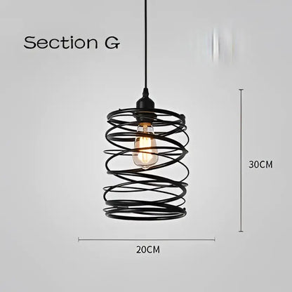 Industrial black geometric cage light frame pendant – dining room