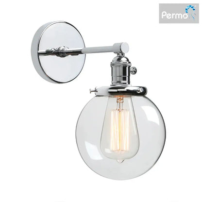 Industrial black glass canopy wall sconce kitchen globe light