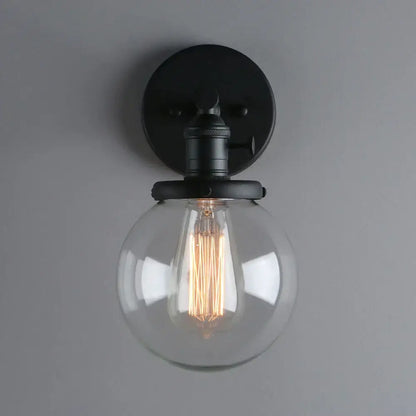 Industrial black glass canopy wall sconce kitchen globe light