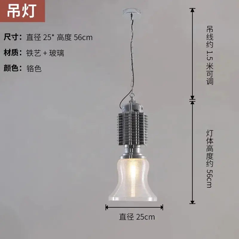 Industrial black glass chrome pendant light for dining room