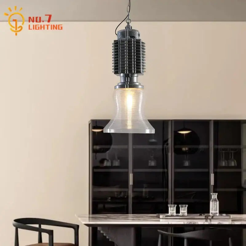 Industrial black glass chrome pendant light for dining room