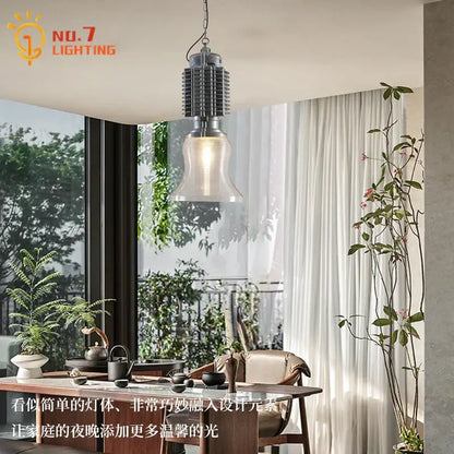 Industrial black glass chrome pendant light for dining room