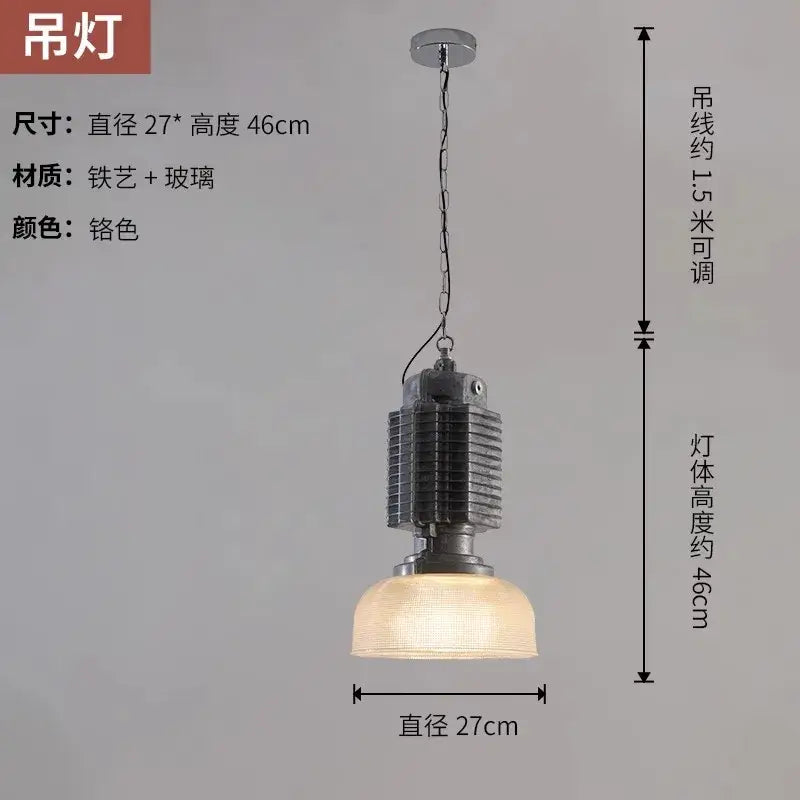 Industrial black glass chrome pendant light for dining room