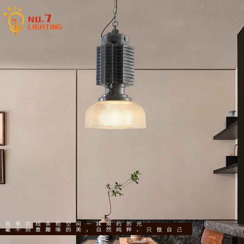 Industrial black glass chrome pendant light for dining room