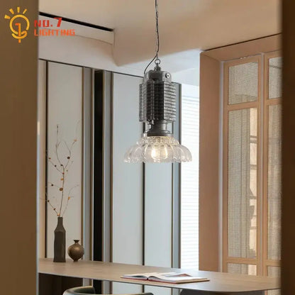 Industrial black glass chrome pendant light for dining room