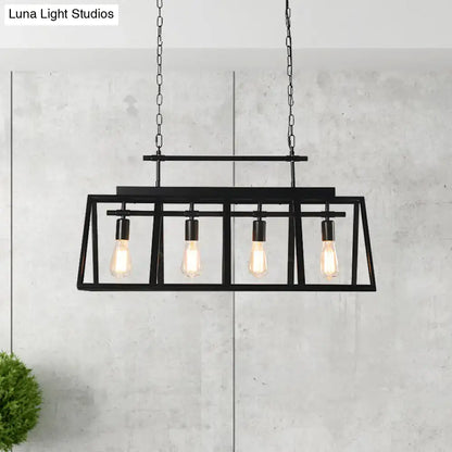 Industrial black glass island pendant light kitchen 4 lamp fixture