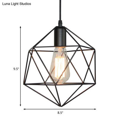 Industrial black & gold geometric cage pendant light kitchen 3 pack