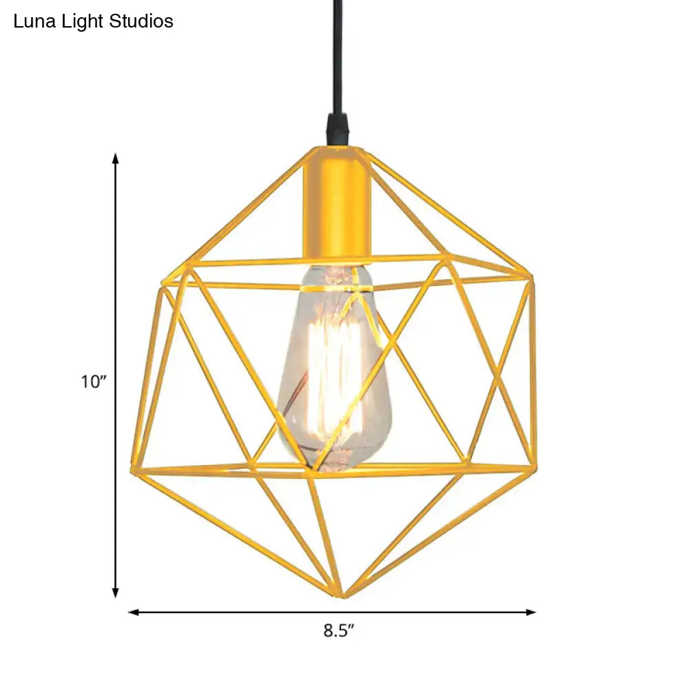 Industrial black & gold geometric cage pendant light kitchen 3 pack