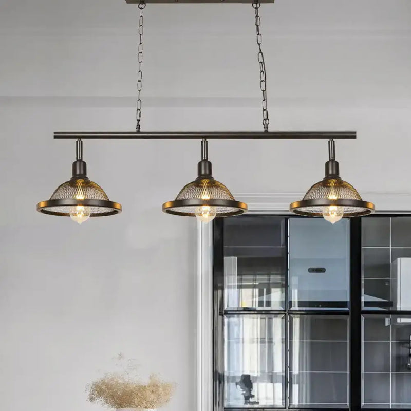 Industrial black & gold metal pendant dining room light e26 e27