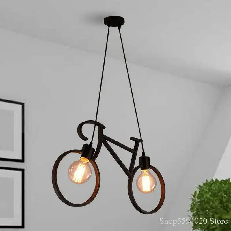 Industrial black iron bike chandelier dining room pendant light