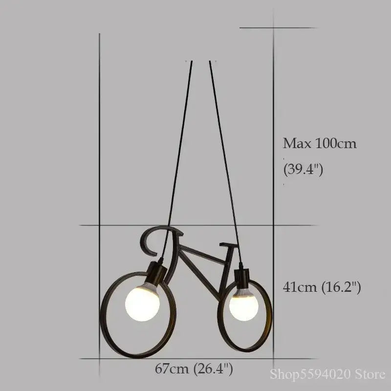 Industrial black iron bike chandelier dining room pendant light