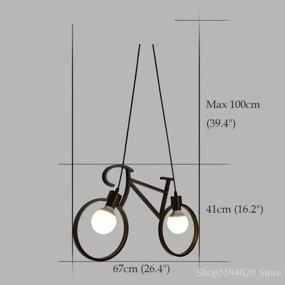 Industrial black iron bike chandelier dining room pendant light