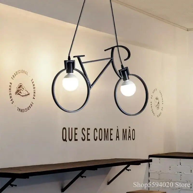 Industrial black iron bike chandelier dining room pendant light