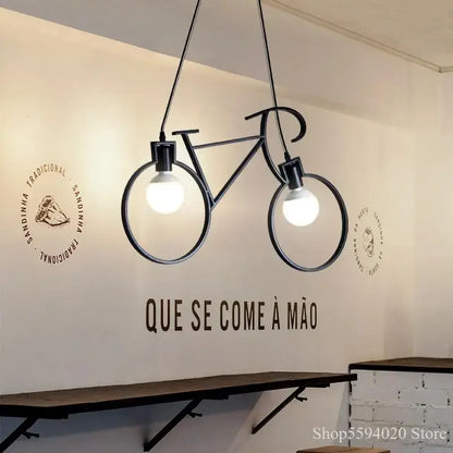 Industrial black iron bike chandelier dining room pendant light