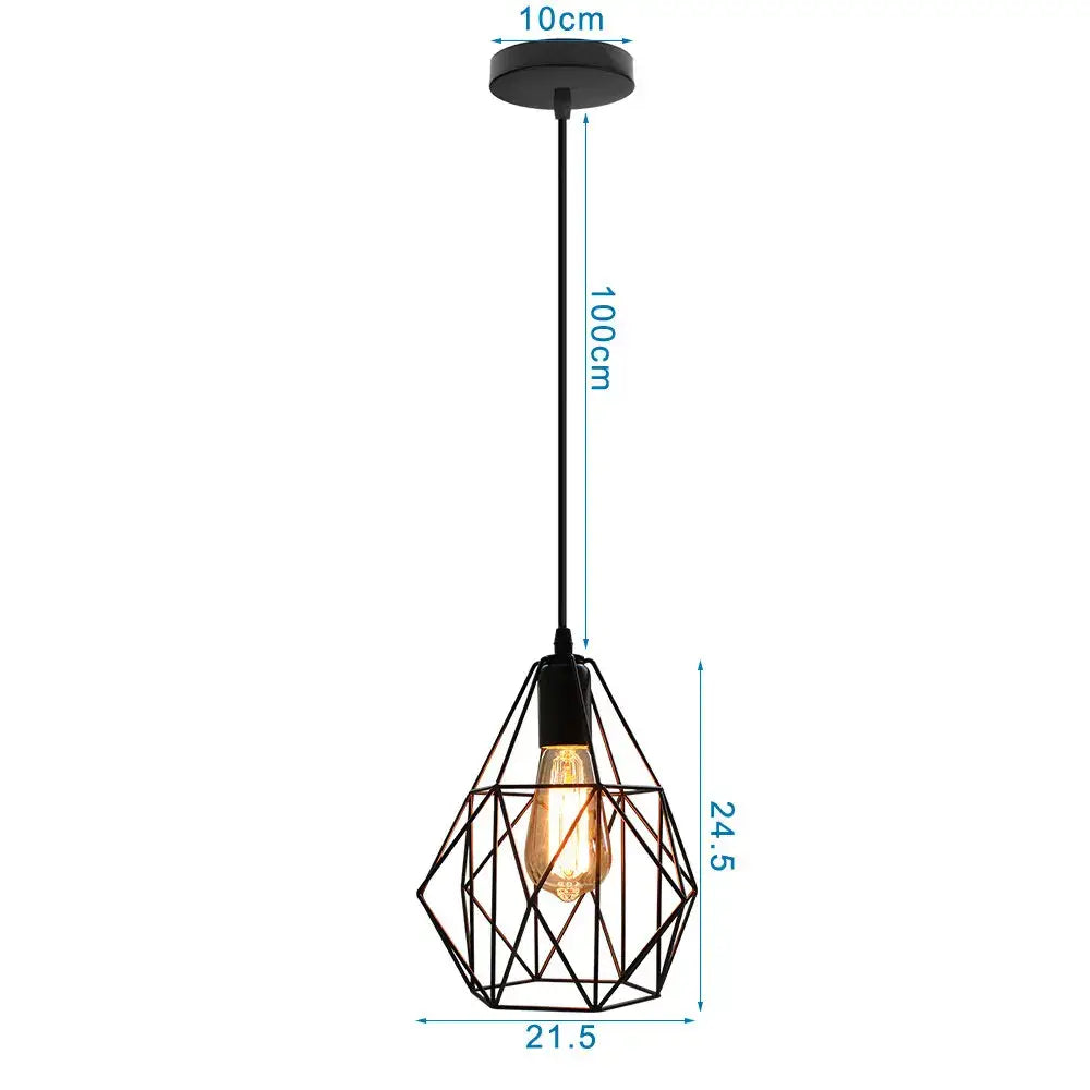 Industrial black iron cage chandelier kitchen pendant light