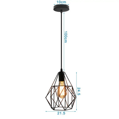 Industrial black iron cage chandelier kitchen pendant light