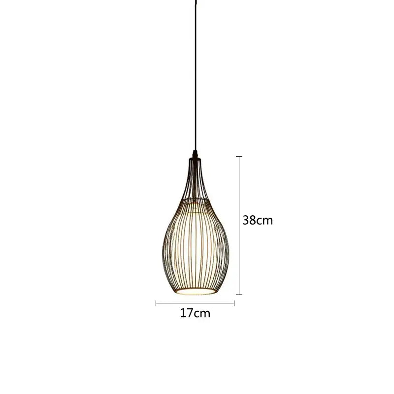Industrial black iron cage pendant lights for dining room