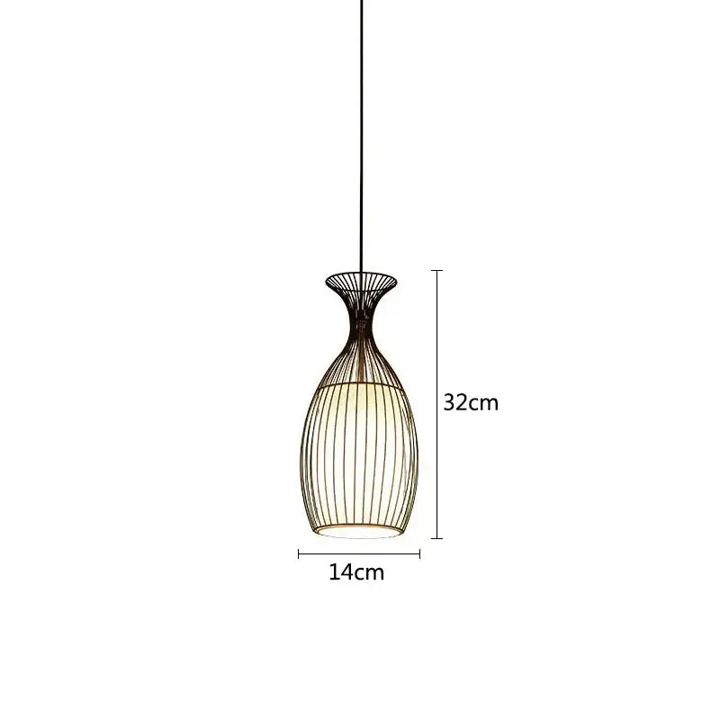 Industrial black iron cage pendant lights for dining room