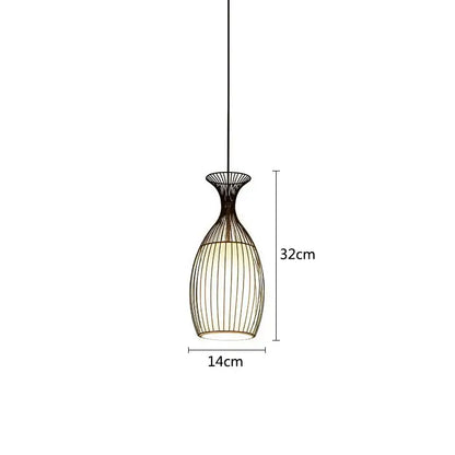 Industrial black iron cage pendant lights for dining room