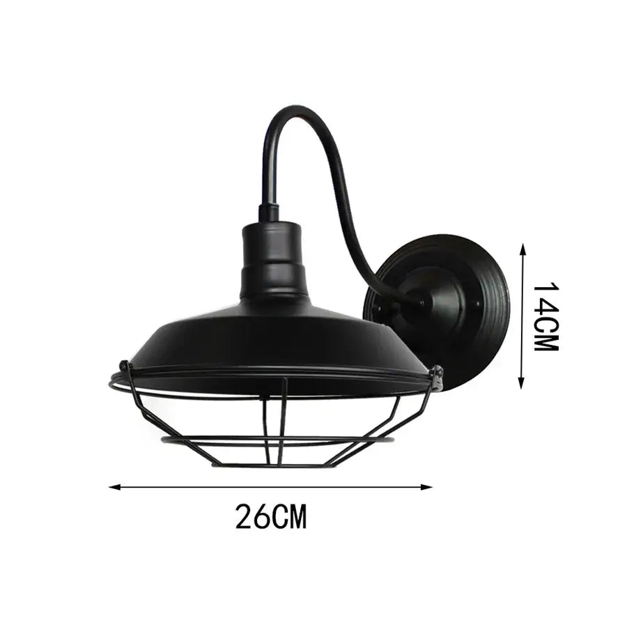 Industrial black iron cage wall sconce bedroom edison bulb light