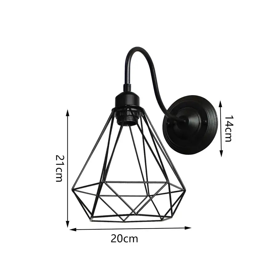 Industrial black iron cage wall sconce bedroom edison bulb light