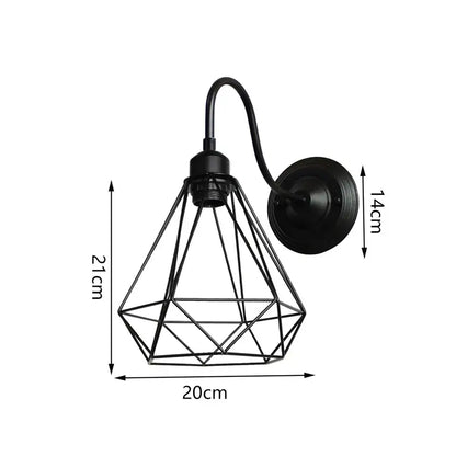 Industrial black iron cage wall sconce bedroom edison bulb light