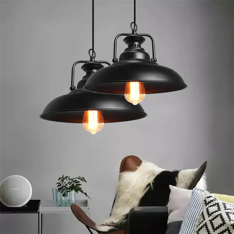 Industrial black iron pendant lights – kitchen edison bulb decor
