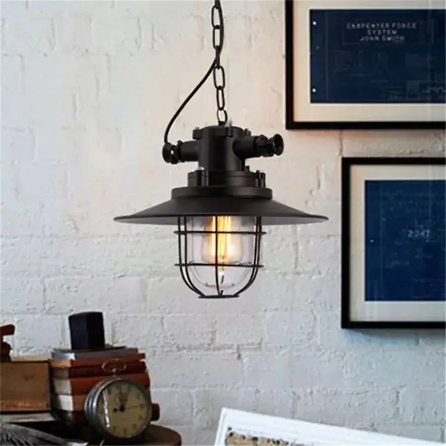 Industrial black iron pendant lights – kitchen edison bulb decor