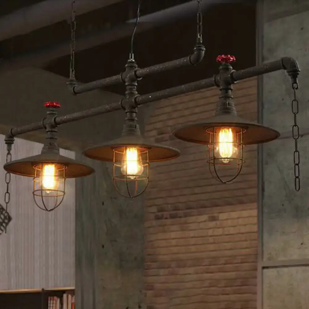 Industrial black iron saucer pendant lamp for dining room