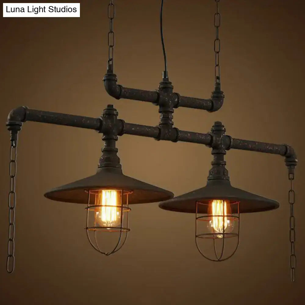 Industrial black iron saucer pendant lamp for dining room