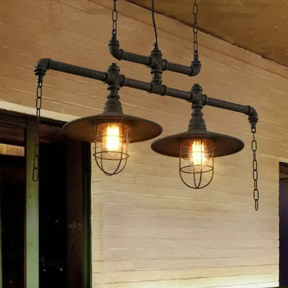 Industrial black iron saucer pendant lamp for dining room