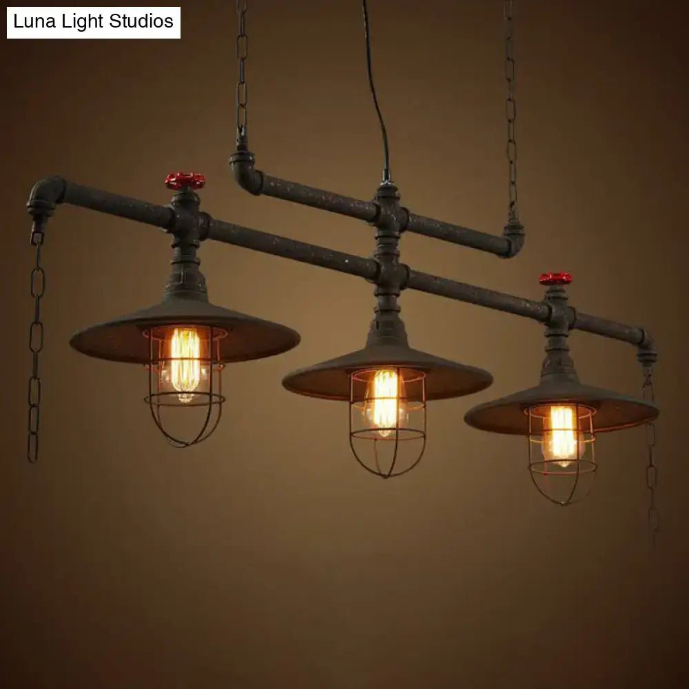 Industrial black iron saucer pendant lamp for dining room
