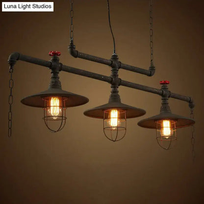 Industrial black iron saucer pendant lamp for dining room
