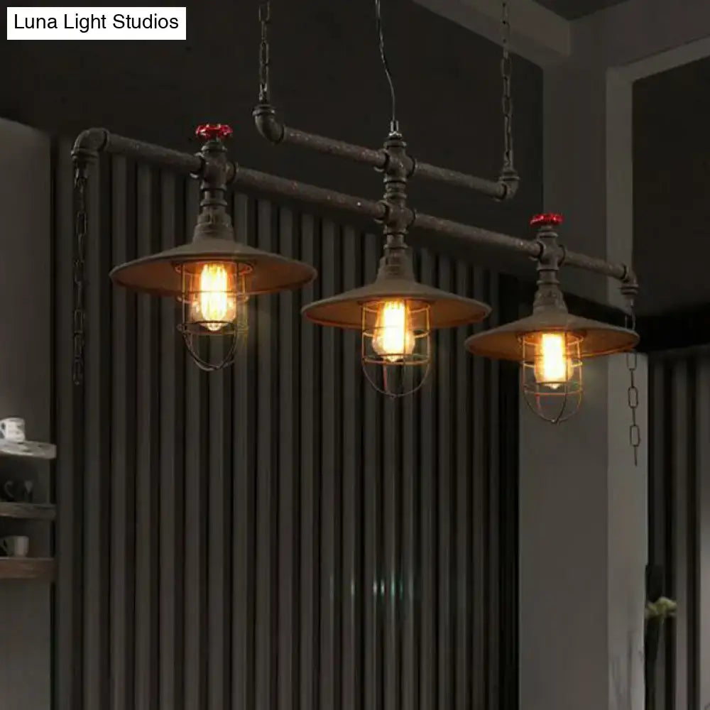 Industrial black iron saucer pendant lamp for dining room