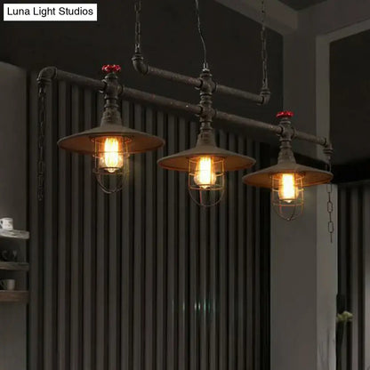 Industrial black iron saucer pendant lamp for dining room